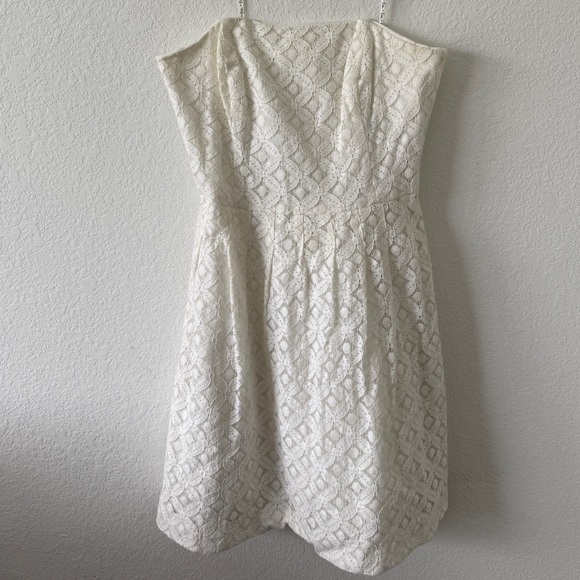 LILLY PULITZER CAITLIN WOMENS DRESS WHITE LACE STRAPLESS SIZE 12 - Picture 1 of 6